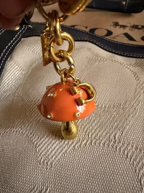 New Gold and Orange Mushroom Bag Charm Keychain